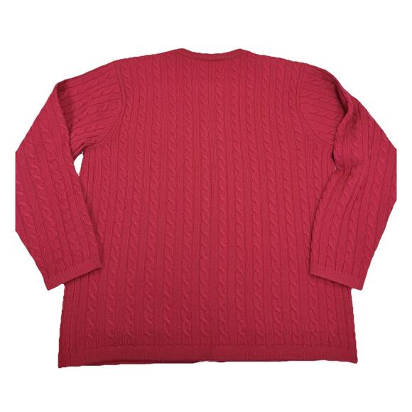 Talbots Cardigan Women’s Petites P Red Wool Cable Knit Gold Button Vintage - Picture 5 of 10